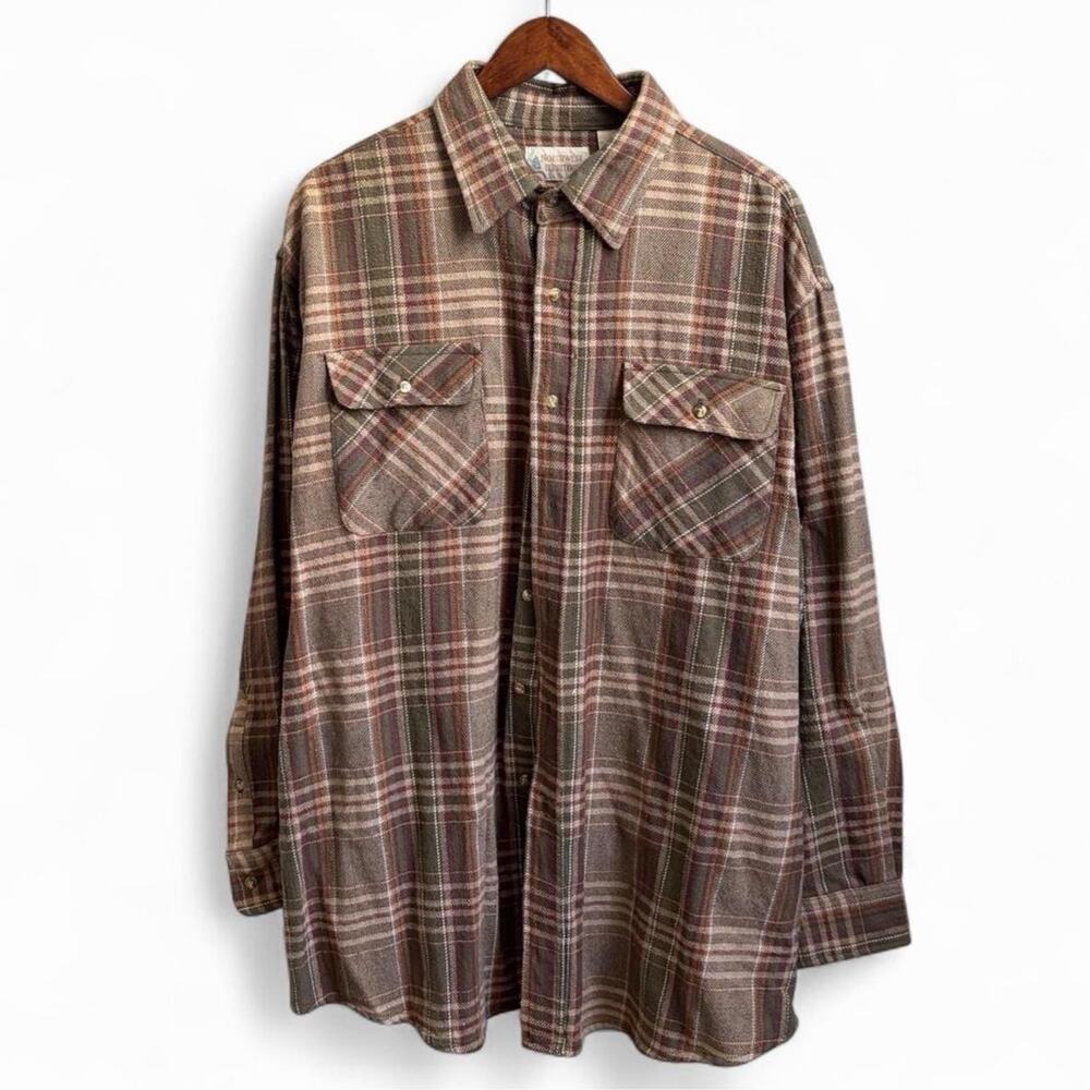 Vintage 90s Northwest Territory Grunge Plaid Indie Mens XL Cotton Flannel Shirt